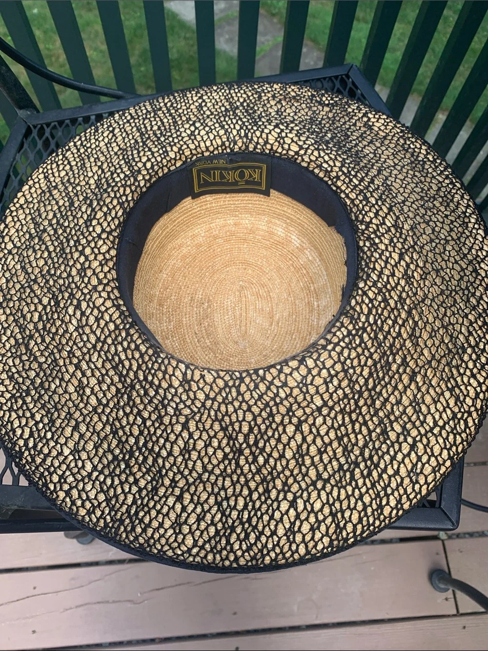 Two-Tone Straw track Hat with Black Trim
